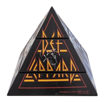 Def Leppard Signed Pyramid - Limited Promotional Box Set with 5 Signatures Including Rick Savage, Rick Allen, Phil Collen, Vivian Campbell, and Joe Elliott (JSA)